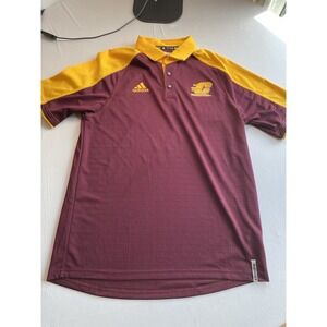 Adidas Central Michigan Chippewas Climalite Polo Shirt Men's M Maroon Gold